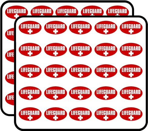 RED Oval Lifeguard Cross (Beach Pool Life Guard) Sticker for Scrapbooking 1" 50 Pack Stickers Waterproof Vinyl Decals in Saudi Arabia