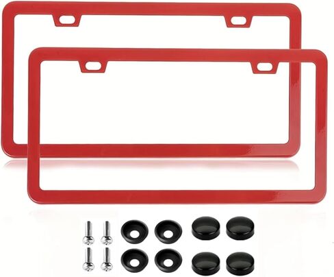 إطارات لوحة الترخيص الحمراء Super Super Slim Slim ، أغطية لوحة ترخيص حصرية ، حامل لوحة ترخيص إثبات الطقس للنساء (إطاران أحمر) in Kuwait