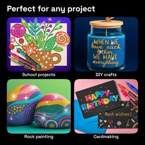 ARTISTRO 12 Glitter Paint Pens for Glass Marking, Rock Painting, Ceramic, Wood, Fabric, Scrapbooking, DIY Craft Making, Coloring - Acrylic Paint Markers Extra-Fine Tip 0.7mm in Saudi Arabia