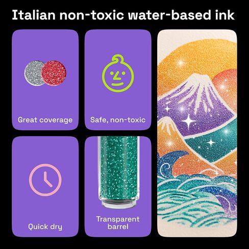 ARTISTRO 12 Glitter Paint Pens for Glass Marking, Rock Painting, Ceramic, Wood, Fabric, Scrapbooking, DIY Craft Making, Coloring - Acrylic Paint Markers Extra-Fine Tip 0.7mm in Saudi Arabia