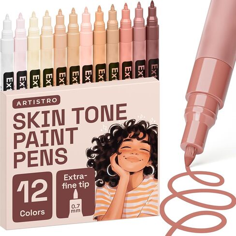 ARTISTRO 12 Glitter Paint Pens for Glass Marking, Rock Painting, Ceramic, Wood, Fabric, Scrapbooking, DIY Craft Making, Coloring - Acrylic Paint Markers Extra-Fine Tip 0.7mm in Saudi Arabia