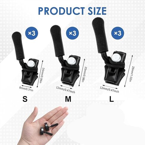 12 Pcs Zipper Pull Replacements (3 Sizes) - Universal Zipper Repair Kit for Jackets, Bags, Luggage & Backpacks in Saudi Arabia