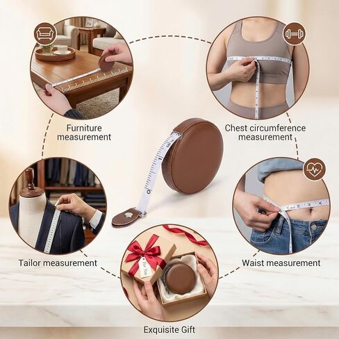 Small Measuring Tape 2PCS Leather Body Measuring Tape Mini Soft -ape Measure Button Double-Sided for Sewing Fabric Tailors Measurements(Black/Orange, 60 Inch/1.5 M) in Saudi Arabia