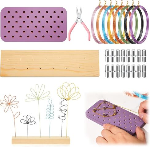 Suncalla DIY سلك زهرة الحرفية مجموعة للمراهقين البالغين 8 لفات 131 قدم أسلاك الألومنيوم الملونة 18 قياس 1 مم مع كماشة سلك الانحناء أداة عرض موقف لDIY زهرة الحرفية صنع ديكور المنزل هدية عيد الحب in Saudi Arabia