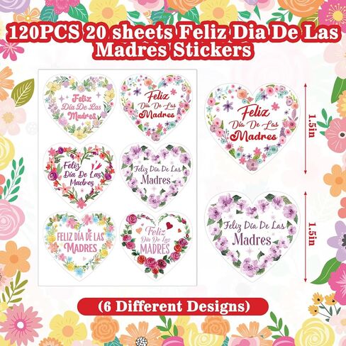 Kigeli 120 جهاز كمبيوتر شخصى Feliz Dia De Las Madres ملصقات عيد الأم المكسيكية ملصقات الأزهار 2 "الزهور المكسيكية عيد الأم هدية العلامات التسميات العلامات الحالية لبطاقات ختم المغلف هدية التفاف الطرف تفضل الديكور in Kuwait