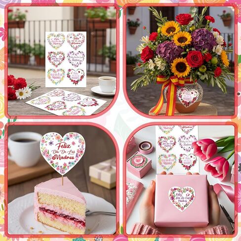 Kigeli 120 جهاز كمبيوتر شخصى Feliz Dia De Las Madres ملصقات عيد الأم المكسيكية ملصقات الأزهار 2 "الزهور المكسيكية عيد الأم هدية العلامات التسميات العلامات الحالية لبطاقات ختم المغلف هدية التفاف الطرف تفضل الديكور in Kuwait