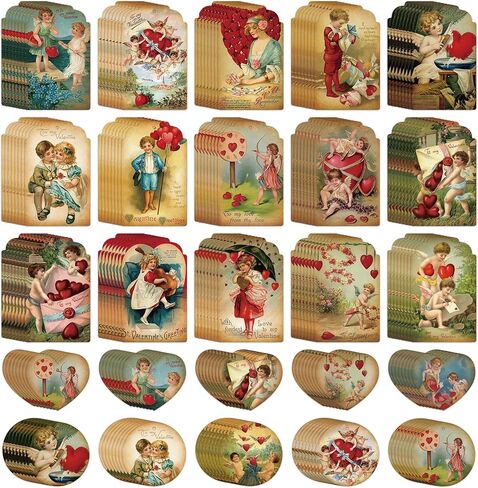 Valentine's Day Gift Tag - 200pcs Valentine's Day Vintage Victorian Self Adhesive Gift Labels Name Tags Stickers Wrapping Paper Personalizing Your Holiday Present DIY Crafts String Attached in Saudi Arabia