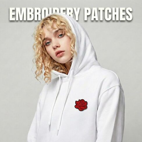 25 قطعة من رقعات الحديد الوردية على الملابس من ZJO، زينة مطرزة بالزهرة الحمراء، خياطة زخرفية على رقعات الجينز والسترات والقبعات وحقائب الظهر والمشروعات اليدوية (أحجام متنوعة 1-3 بوصة) in Kuwait