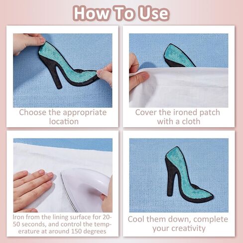 SUPERFINDINGS 5 Pairs High Heel Embroidery Patch Iron On Sew On Patches Handmade Polyester Cloth Applique Embroidered Lady’s Shoes Glitter Patches for Bag Dress Jackets Cloth Backpack in Saudi Arabia
