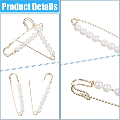 6pcs Skirt PinsFaux Pearl Safety Pins Brooch Pins for Women Clothing Pants Clips to Tighten Waist Decorative Sweater Shawl Clips for Dress Pants Cardigan Collar Waist Extender Accessories in Saudi Arabia
