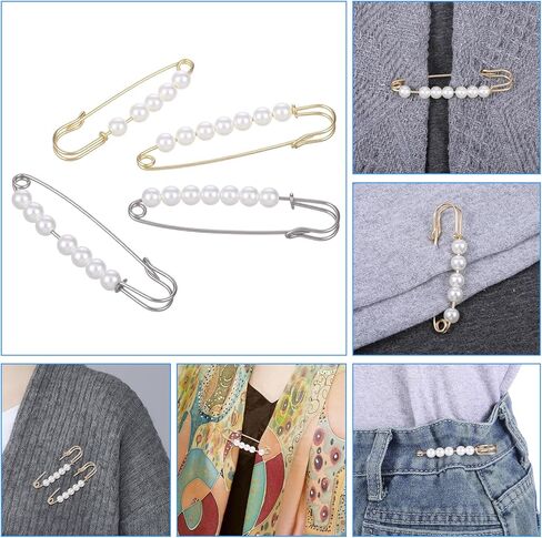 6pcs Skirt PinsFaux Pearl Safety Pins Brooch Pins for Women Clothing Pants Clips to Tighten Waist Decorative Sweater Shawl Clips for Dress Pants Cardigan Collar Waist Extender Accessories in Saudi Arabia