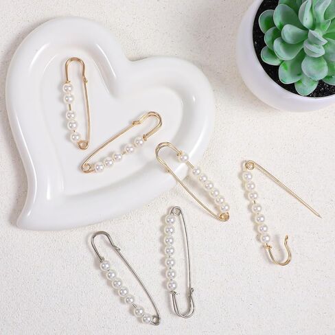 6pcs Skirt PinsFaux Pearl Safety Pins Brooch Pins for Women Clothing Pants Clips to Tighten Waist Decorative Sweater Shawl Clips for Dress Pants Cardigan Collar Waist Extender Accessories in Saudi Arabia