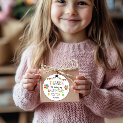 It's My Birthday Thank You Gift Tags, 50Pcs Colorful Flag Balloons Thank You Party Favor Tags with String Thanks for Making My Birthday Extra Special Labels, Bday Party Gift Labels Favors in Saudi Arabia