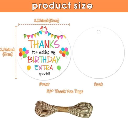 It's My Birthday Thank You Gift Tags, 50Pcs Colorful Flag Balloons Thank You Party Favor Tags with String Thanks for Making My Birthday Extra Special Labels, Bday Party Gift Labels Favors in Saudi Arabia