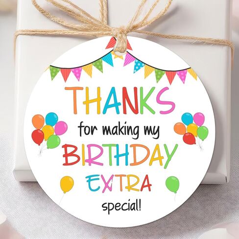 It's My Birthday Thank You Gift Tags, 50Pcs Colorful Flag Balloons Thank You Party Favor Tags with String Thanks for Making My Birthday Extra Special Labels, Bday Party Gift Labels Favors in Saudi Arabia