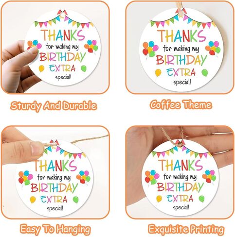 It's My Birthday Thank You Gift Tags, 50Pcs Colorful Flag Balloons Thank You Party Favor Tags with String Thanks for Making My Birthday Extra Special Labels, Bday Party Gift Labels Favors in Saudi Arabia
