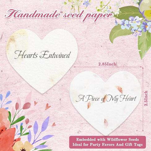 50 Pcs Funeral Memorial Seed Paper for Guests Plantable Wildflower Seeds Paper Recycled Sympathy Gifts for Loss of Father Mother Loved One Petals Tags for Guests, 2 Styles(Heart) in Saudi Arabia