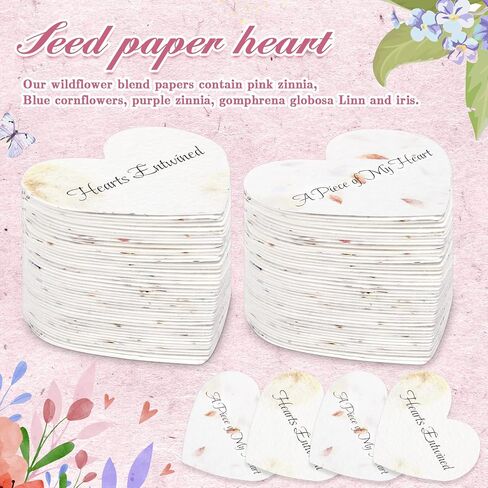 50 Pcs Funeral Memorial Seed Paper for Guests Plantable Wildflower Seeds Paper Recycled Sympathy Gifts for Loss of Father Mother Loved One Petals Tags for Guests, 2 Styles(Heart) in Saudi Arabia