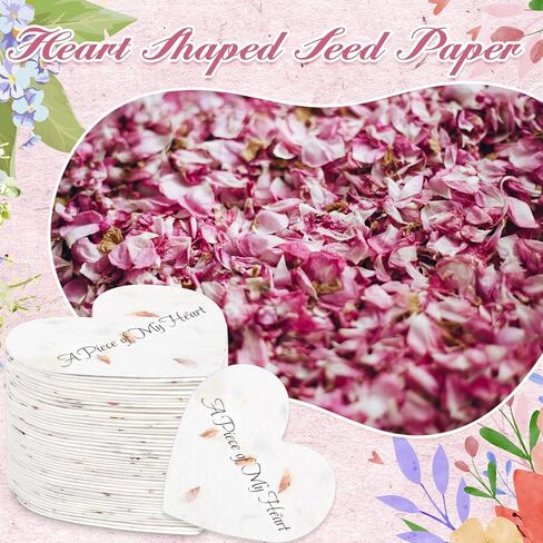 50 Pcs Funeral Memorial Seed Paper for Guests Plantable Wildflower Seeds Paper Recycled Sympathy Gifts for Loss of Father Mother Loved One Petals Tags for Guests, 2 Styles(Heart) in Saudi Arabia