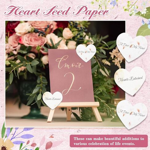 50 Pcs Funeral Memorial Seed Paper for Guests Plantable Wildflower Seeds Paper Recycled Sympathy Gifts for Loss of Father Mother Loved One Petals Tags for Guests, 2 Styles(Heart) in Saudi Arabia