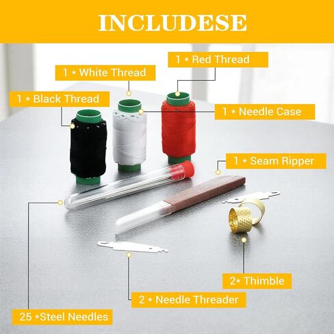 Xinjoduz 34 PCS Sewing Tool Set, Portable Hand Sewing Kit with Steel Needles, Needle Threader, Embroidery Thread Kit for DIY Crafting and Repairs in Saudi Arabia