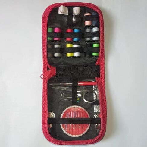 Portable Sewing Kit for Adults, Travel & Emergency Sewing Supplies, Compact Organizer with Thread, Needles, Scissors, Buttons – DIY Repair Essentials (Red, S) in Saudi Arabia