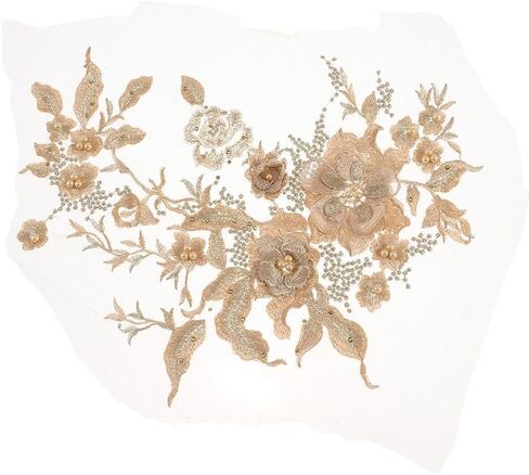 3D Flower Fabric Beaded Lace Applique Fabric Lace Bridal Dress DIY in Saudi Arabia