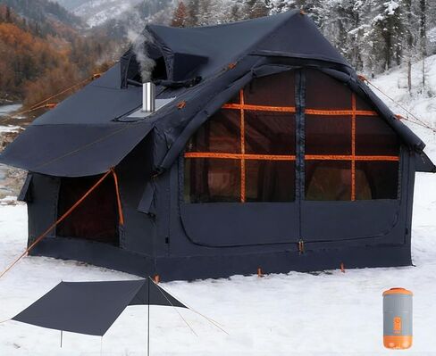 Inflatable Camping Tent with Canopy, Cabin Tent, 4-6 Person Glamping Tents Sun Shelter, Easy Setup Waterproof Outdoor Oxford Tents, Self-Supporting Structure Inflatable House Tent with Picnic Blanket in Saudi Arabia