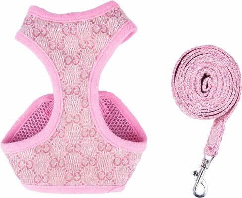 Grrruci Fabric Harness and Leash Set | Designer Dog Harness Set (Brown, M) in Saudi Arabia