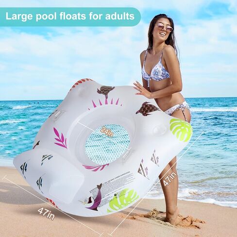 Inflatable Pool Floats Chair with Color Changing Light, Solar Water Floats for Adults with 2 Cup Holders & 2 Armrests, Beach Float Pool Sofa, Pool Raft Lounge Pool Floaties for Adult in Kuwait