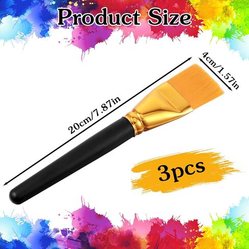 Ouligay 3 PCS Large Paint Brushes for Acrylic Painting 1.57 Inch Flat Paint Brush Set Paintbrushes with Wooden Handle for Watercolor Oil Body Facial Mask in Saudi Arabia