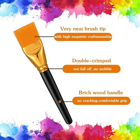 Ouligay 3 PCS Large Paint Brushes for Acrylic Painting 1.57 Inch Flat Paint Brush Set Paintbrushes with Wooden Handle for Watercolor Oil Body Facial Mask in Saudi Arabia