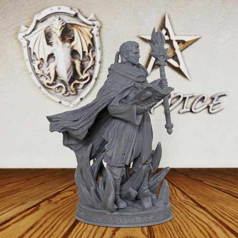 AUSPDICE غير مصبوغ TTRPG Minis للعب الأدوار الخيالية ولعبة RPG على الطاولة - شخصية مصغرة بمقياس 28 مم لأساتذة الزنزانات، ملحقات ألعاب RPG المصغرة البشرية - معالج Loremaster (AS260) in Kuwait