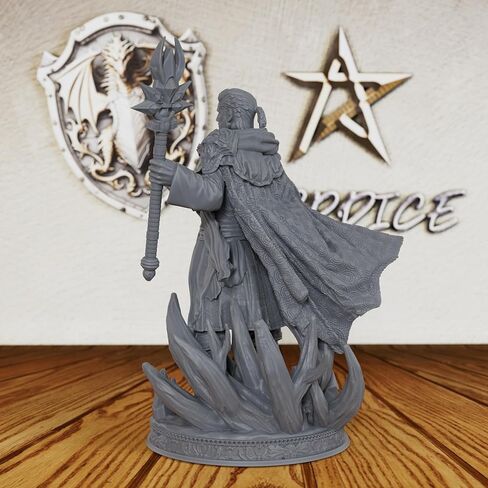 AUSPDICE غير مصبوغ TTRPG Minis للعب الأدوار الخيالية ولعبة RPG على الطاولة - شخصية مصغرة بمقياس 28 مم لأساتذة الزنزانات، ملحقات ألعاب RPG المصغرة البشرية - معالج Loremaster (AS260) in Kuwait