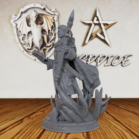 AUSPDICE غير مصبوغ TTRPG Minis للعب الأدوار الخيالية ولعبة RPG على الطاولة - شخصية مصغرة بمقياس 28 مم لأساتذة الزنزانات، ملحقات ألعاب RPG المصغرة البشرية - معالج Loremaster (AS260) in Kuwait
