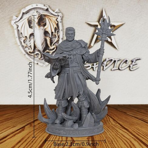 AUSPDICE غير مصبوغ TTRPG Minis للعب الأدوار الخيالية ولعبة RPG على الطاولة - شخصية مصغرة بمقياس 28 مم لأساتذة الزنزانات، ملحقات ألعاب RPG المصغرة البشرية - معالج Loremaster (AS260) in Kuwait