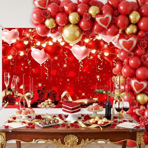 Mocsicka سعيد عيد الحب راية خلفية الورود الحمراء زينة عيد الحب الحب قلوب عيد الحب راية صورة خلفية لوازم الحفلات 70.8 × 43.3 بوصة in Saudi Arabia