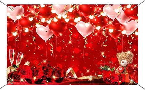 Mocsicka سعيد عيد الحب راية خلفية الورود الحمراء زينة عيد الحب الحب قلوب عيد الحب راية صورة خلفية لوازم الحفلات 70.8 × 43.3 بوصة in Saudi Arabia