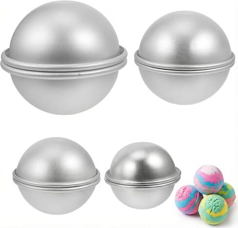 Tofficu 4 Pairs Diameter Metal Bath Bomb Molds, 1.77+2.16+2.55+3.14 Inch Bath Bomb Press Mold Making Kit for Crafts Making in Saudi Arabia
