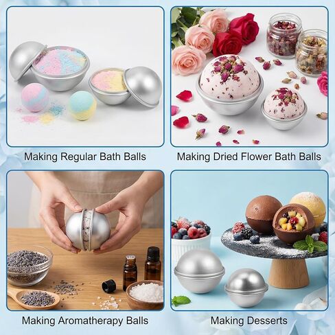 Tofficu 4 Pairs Diameter Metal Bath Bomb Molds, 1.77+2.16+2.55+3.14 Inch Bath Bomb Press Mold Making Kit for Crafts Making in Saudi Arabia