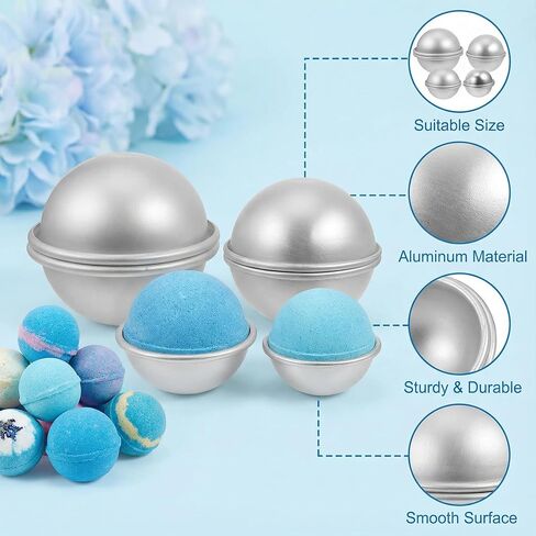 Tofficu 4 Pairs Diameter Metal Bath Bomb Molds, 1.77+2.16+2.55+3.14 Inch Bath Bomb Press Mold Making Kit for Crafts Making in Saudi Arabia