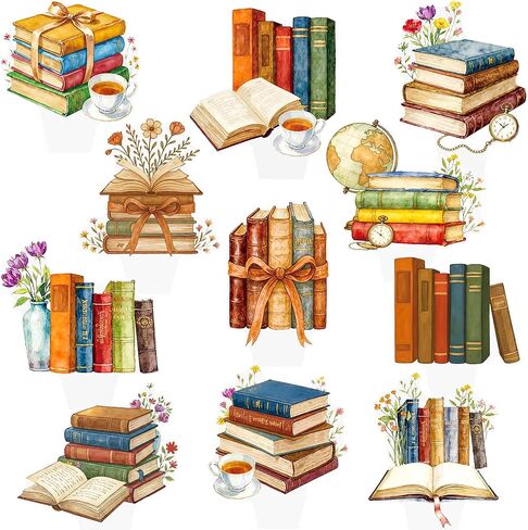Book Themed Cupcake Toppers Vintage Books Party Decorations 48Pcs Book Club Cupcake Picks Books Birthday Cake Decoration for Reading Story Library Baby Shower Supplies in Saudi Arabia