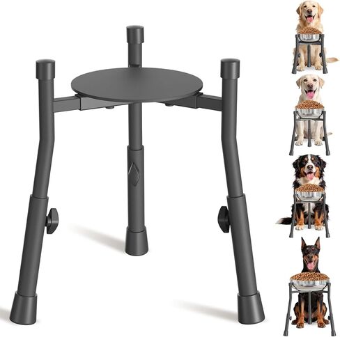 Adjustable Elevated Dog Bowl Stand for Dogs - 4 Heights, Wide 5-10" -Oppro Single Raised Dogs Food Water Bowls Holder, Upgrade Metal Elevated Dog Feeder with Tray for Small Medium Large Dogs (Black) in Kuwait