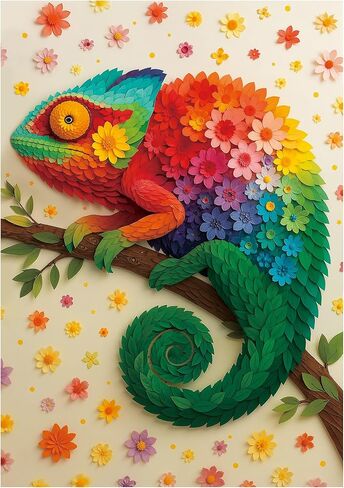 BenBen Puzzles for Adults 500 Pieces, Floral Chameleon Jigsaw Puzzles, Challenging Animal Puzzle for Family Game Night, Home Décor in Saudi Arabia