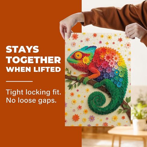 BenBen Puzzles for Adults 500 Pieces, Floral Chameleon Jigsaw Puzzles, Challenging Animal Puzzle for Family Game Night, Home Décor in Saudi Arabia