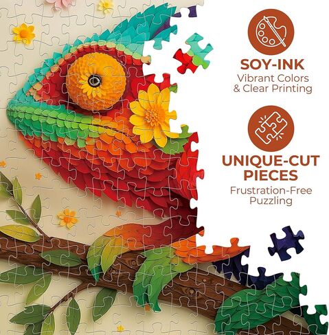 BenBen Puzzles for Adults 500 Pieces, Floral Chameleon Jigsaw Puzzles, Challenging Animal Puzzle for Family Game Night, Home Décor in Saudi Arabia