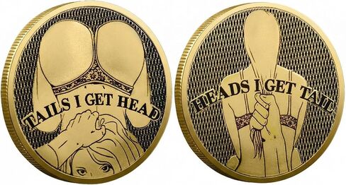 Double Sided Heads or Tails Challenge Coin, Adult Novelty Lucky Token, Zinc Alloy Metal Coin, Silver, 1 Pc in Kuwait