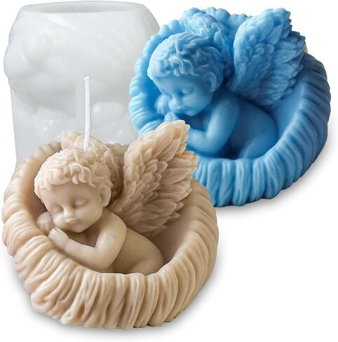 Angle Candle Soap Mold, Baby Shower Silicone Molds for Fondant Chocolate Cake Dessert, 3D Unique Angle Shell Mold for DIY Epoxy Resin Concrete Candle Soap Wax Art Craft Car Freshie Home Decor in Saudi Arabia