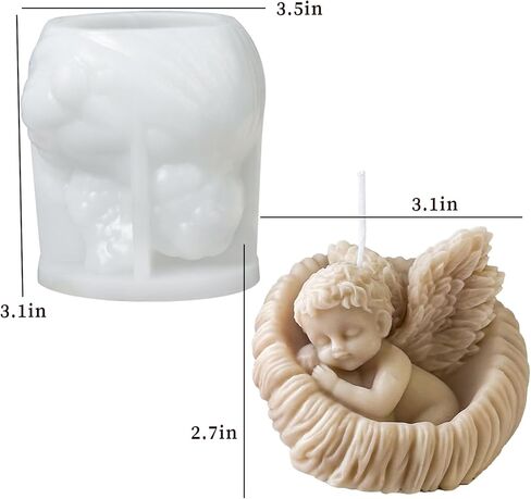 Angle Candle Soap Mold, Baby Shower Silicone Molds for Fondant Chocolate Cake Dessert, 3D Unique Angle Shell Mold for DIY Epoxy Resin Concrete Candle Soap Wax Art Craft Car Freshie Home Decor in Saudi Arabia