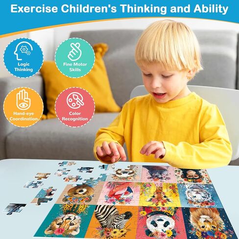 100 Pieces Puzzles for Kids Ages 4-8 | Beautiful Wild Animals Jigsaw Puzzles | Large 100 Piece Puzzle for Toddler Children | Sturdy,Safe | Engaging & Educational Toys Great Gift for Boys Girls,15x10in in Saudi Arabia
